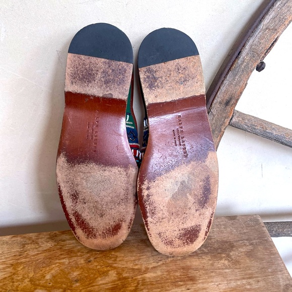 RALPH LAUREN COLLECTION Unique Colorful Beaded Soft Suede Mule Flats 37.5B ITALY - Picture 10 of 12